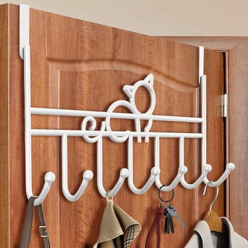 Uoxmiy 3 Pack Over The Door Hook, Rust Resistant Over Door Hanger for Clothes, Coat, Towel, Bag, Robe (White)