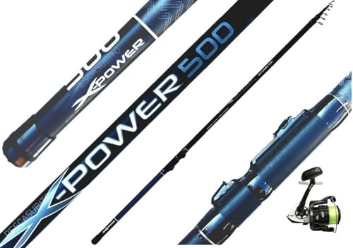 Kit Canna + Mulinello + Filo Bolognese 5 Metri X-POWER Mix Carbonio Pesca Mare Lago Orata Trota Sarago