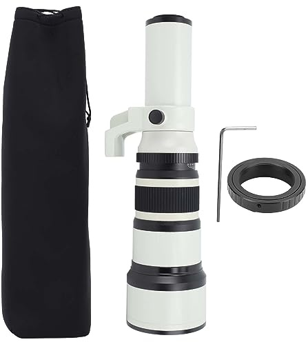 500mm F6.3 Teleobjektiv Festbrennweite, Telefoto Prime Objektiv, T2 AF Adapterring, Für Einäugige Spiegelreflexkamera - Hochwertige Konstruktion, Multi - beschichtete Optik, Idea (Weiß)