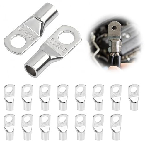 15PCS Rohrkabelschuhe 35mm² M8 aus Kupfer, Verdickte unisolierte Kabelschuhe, robuste Ringkabelschuhe M8 für starke Stromverbindungen, kompatibel mit Kabelschuh 35mm2, Werkstatt & Elektroinstallation