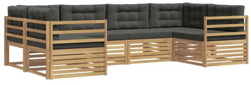vidaXL Outdoor-Sofagarnitur 6 pcs Weiß und Anthrazit Polyester, Gartenmöbel, modernes Outsidesofa, modulares Set für die Terrasse, bequemes Lounge-Feeling
