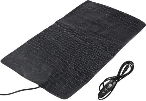 SHINEOFI Pet Heating Tool USB Heating Pad with 3-level Temperature Switch, Carbon Fiber and Leather Material, Designed for Reptiles and Pets in Cold Winter Outdoor Use