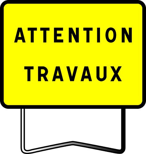 Taliaplast - Panneaux temporaires de chantiers KC1 800 x 600 Attention travaux - Classe: T1