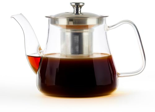 VAHDAM, Radiance- Infuseur à thé en verre | Pots à thé de 1000 ml pour thé en vrac | Théière parfaite | Bec verseur léger, résistant aux rayures et anti-goutte | Coffret cadeau théière en verre