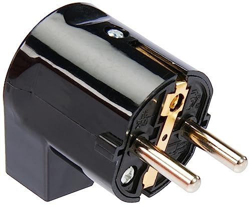 as - Schwabe Winkelstecker - Schutzkontaktstecker mit doppeltem Schutzkontakt - Anschluss Leitungen bis max. 1,5mm² - 230V - 16A - IP20 - Schwarz - 45042