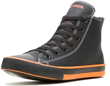Harley-Davidson Herren Nathan Sneaker, Vulkanisiertes Hi-Top, Schwarz/Orange, 45 EU