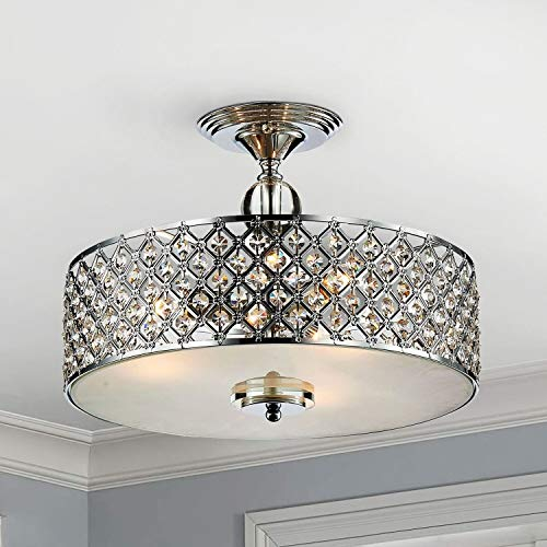 Saint Mossi - Lámpara de techo de cristal moderna K9 con 3 luces, montaje empotrado LED cerca del techo, lámpara de comedor, salón, dormitorio, Altura 28 cm x Ancho 39 cm