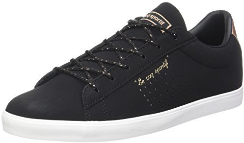 Le Coq Sportif Women's Agate Lo S Nubuck/Metallic Sneakers, Black Black Rose Gold, 5.5 UK