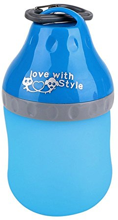 DUBENS Hund Wasserflasche, Faltbare Silikon, Trinkflasche für Hunde mit Edelstahl-Karabinerhaken, Deckel der Wasserflasche unterwegs als Wassernapf nutzbar, für große und kleine Hunde Katze, 400 ml