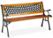 Relaxdays Gartenbank, 2-Sitzer, dekorative Rückenlehne, Gusseisen, Holzstreben, Parkbank, HxBxT 73 x 125 x 52 cm, natur