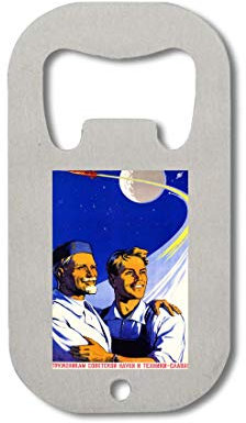 USSR CCCP Poster Glory To Science Technology Flaschenöffner aus Edelstahl