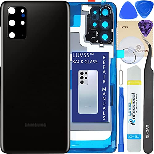 LUVSS Akkudeckel für Samsung Galaxy S20+ Plus Rückseite Glas Deckel Original Backcover Ersatz Reparatur Set SM-G986B G985B -Schwarz