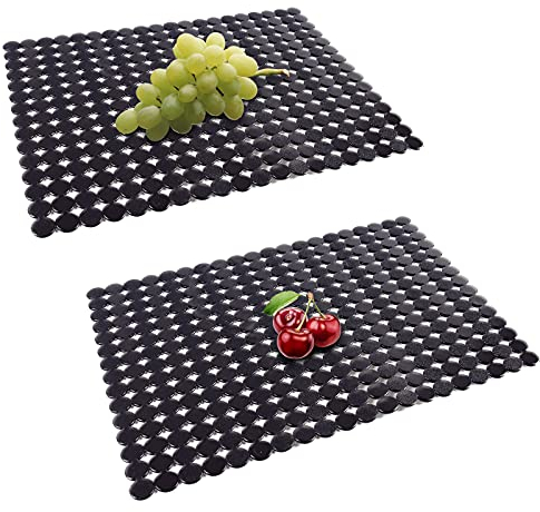 Qulable Küchenspüle, 2 Stück, für Edelstahl/Keramik-Waschbecken, PVC, umweltfreundliche Protektoren für den Boden der Küchenspüle, verstellbar, schnell ablaufend, 11.8 x 15.7 cm, schwarz