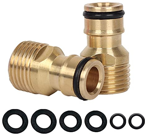 2 Pack Brass Garden Hose Tap Connector,1/2 inch Brass Male Threaded Tap Connector for Hose Pipe,Copper 1/2 BSP Hose Connector Male Watering Fittings for Threaded Faucet Adapter Quick Connector