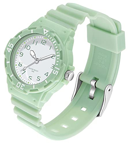 Uhren Damen Schwesternuhr Analog Sportuhr Silikon Armbanduhr Leuchtend 5 ATM Wasserdicht Leichte Uhr für Junge Mädchen Teenager Schwarz Gold Silber Blau Grün Rosa Violett Weiß Outdoor Watch Frauen