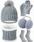 5 Pieces Knitted Beanie Hat Glove Set Knit Hat Earmuffs Stockings Scarf Gloves for Women Men Skiing (Gray Series Colors, Cute Style)