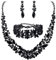 Clearine - Set di gioielli da donna per matrimonio con cristalli austriaci tagliati a marquise, con collana, bracciale e orecchini con pendente, Lega di acciaio