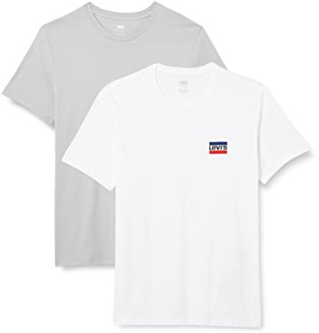 Levi's 2-Pack Crewneck Graphic Tee T-Shirt Homme Sportswear High-Rise / White+ (Blanc) S