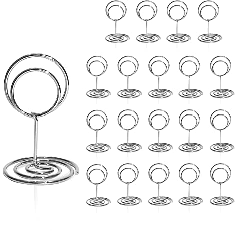 HomWanna Table Number Holders 20Pcs - 2 Inch Mini Place Card Holder Short Table Number Stands for Wedding Party Graduation Reception Restaurant Home Centerpiece Decorations Office Memo (Silver)