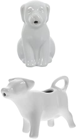 2 Stück Sahnekännchen aus Keramik 40ml in Tierform für Milch