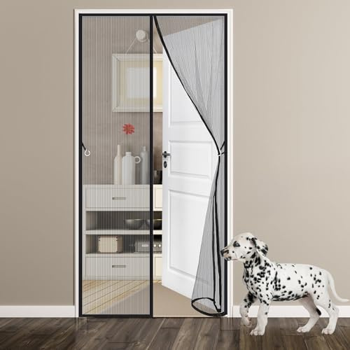 Zanzariera Magnetica per Porte 50 x 150 cmChiusura Automatica Tenda Zanzariera a Strisce Anti Zanzare Insetti per Porte Finestre Balcone Soggiorno Nero