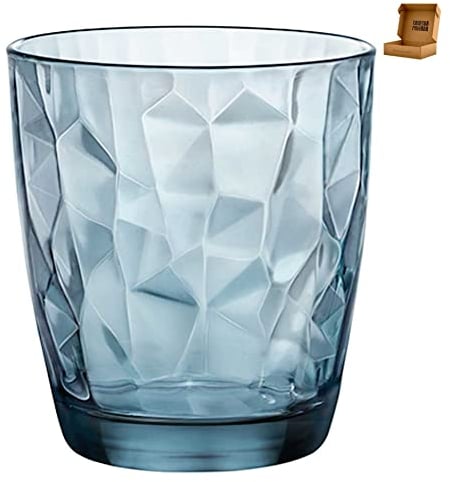 Cosecha Privada 6 Vasos Diamond - Envio 24h - 6 x Vasos elegantes 39 cl de agua de cristal, con acabado de diamantes - Vaso Whisky Azul (Blue)