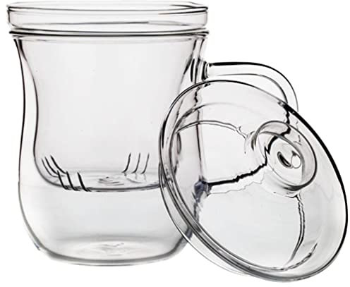 Cabilock Tè Double Wall Glass Tea Cup with Glass Infuser Lid Double Wall Tumbler Glass Cup Isolati Coffee Cups Tea Mugs for Tea Latte Espresso Juice Water Transparent Infusore Tè