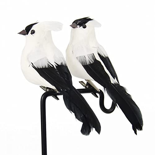 Wudaizhi 2pcs/Lot Künstlicher Vogeldekoration Bunte Federvögel Auf Clips Weihnachtsbaumhandwerk Accessoire