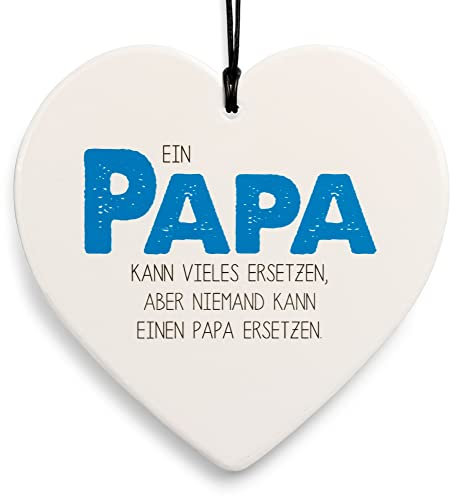 SIKORA Geschenk Herz aus weißem Steingut mit liebevollen Botschaften für jeden Anlass, Farbe/Modell:PH10 - für Papa - niemand kann Papa ersetzen