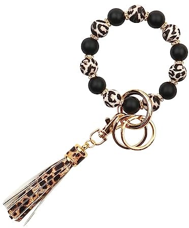 AOKSUNOVA Schlüsselanhänger Schlüsselanhänger Boho Leopard Fransen Autoschlüsselanhänger Geschenk für Frauen