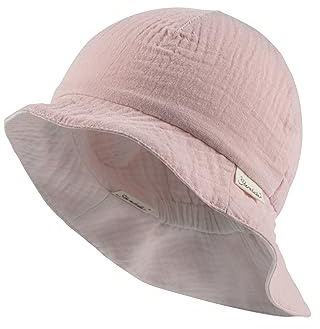 Sterntaler Wende Sonnenhut Uni – Sonnenhut aus weichem Bio-Baumwoll-Musselin, beidseitig tragbar, atmungsaktiv, pflegeleicht, mit UV-Schutz 50+ – Samtrosa, Größe 41