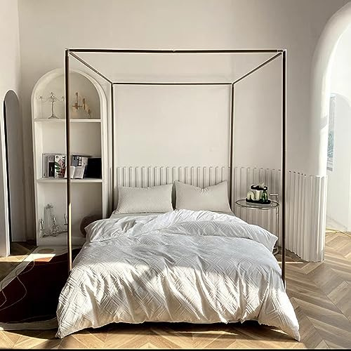 AdeptT Eckbett Baldachin Post Rahmen volle Größe Bett Baldachin Rahmen Stangen Verschiedene Materialien Moskitonetz Bett Netz Baldachin Rahmen für Edroom Deko, Holzmaserung, Queen