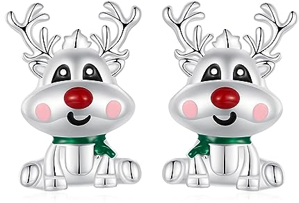 Weihnachten Ohrstecker Ohrringe für Damen Mädchen 925 Sterling Silber Ohrstecker Weihnachtsohrringe Weihnachtsmann Weihnachtsbaum Ohrringe Weihnachts Ohrschmuck Geschenke (Reh)