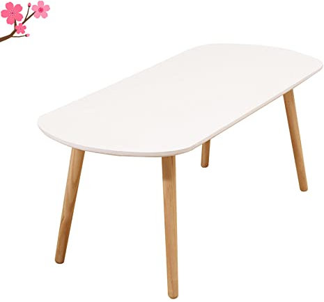 HUOLE Table Salle à Manger Rectangulaire Scandinave Design Bois pour 4 a 6 Personnes Blanche 110 * 50 * 45cm-Blanc
