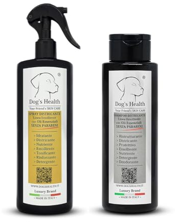 Dog's Health - Entwirrende Linie für Hundehaare, Konzentrat 500 ml - Spray und Shampoo für mittel- und langhaarige Hunde, basierend auf Arganöl, Neemöl und Aloe Vera. Fettet nicht, pflanzlich ohne GVO