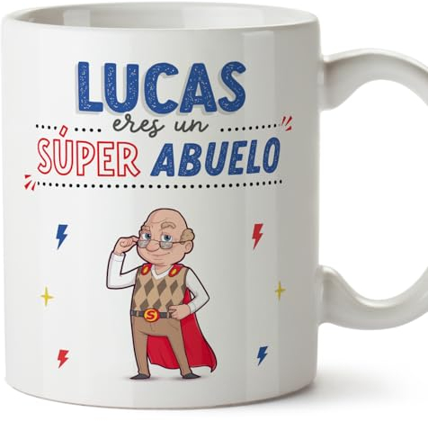 MUGFFINS Tazas Personalizadas para ABUELO - En Español - ¡Eres Súper! - 11 oz / 330 ml - Regalo personalizable original y divertido