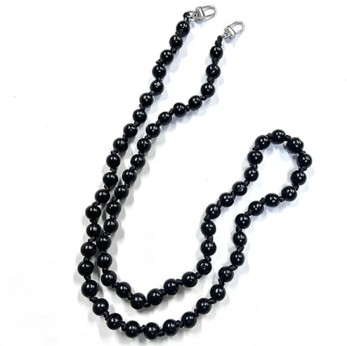 Wambere Universal Holzperlen Handykette SchlüsselbandKette Schlüsselkette Holz Perlen Handyband Handy Lanyard Anhänger Handy Schmuck Handyanhänger Taschenkette Beutelkette für Damen Mädchen,Schwarz