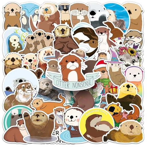 Otter Aufkleber Eurasian River Otter Stickers 50 Stück Skateboard Graffiti Aufkleber Motorräder Fahrrad Snowboard Gepäck Laptop Auto Koffer für Kinder und Jugendliche Wasserdichte Vinyl Aufkleber