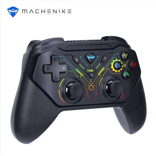 Machenike G3S Mando PC Inalambrico para Windows PC,Switch,Android,Mando Switch con dos motores de vibración,dos modos de conexión,retroiluminación LED,plug-and-play (Negro)