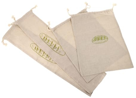 TOPBATHY 4 Bolsas De Pan De Lino Reutilizables Cordón Para Tostadora y Almacenamiento