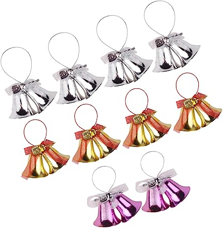 TOPPERFUN 10st Weihnachtsschmuck Zum Aufhängen Weihnachtsstrumpf Stuffers Weihnachtsfeier Gefallen Weihnachtsbastelglocke Weihnachtsglocke Glöckchenverzierung Krawatte Doppelte Glocke