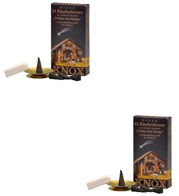 Knox Heilige 3 Könige-Räucherkerzen 'Weihrauch Myrrhe- Gold 'Räucherkegel Größe M mit Glimmerschlae und Kreide/Set in verschiedenen Größen (2)