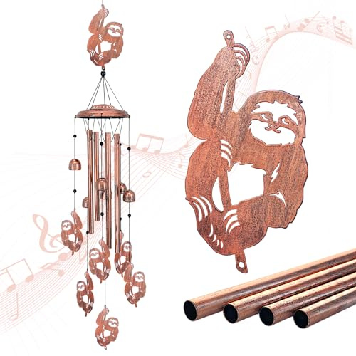 Windspiel mit Faultieren, Faultier-Geschenke für Frauen/Männer/Mutter/Frau/Oma, Geburtstagsgeschenk, Gedenkgeschenk, Metall-Windspiele für draußen/drinnen, Rasen, Terrasse, Veranda, Hof, Gartendeko