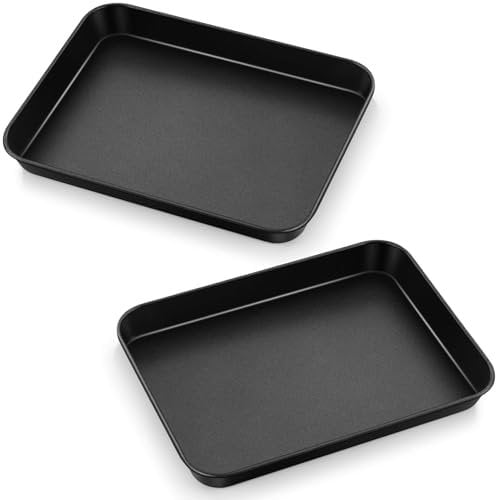 P&P CHEF 9 Inch Baking Cookie Sheet Pan, Carbon Steel Oven Tray, Non Stick Bakeware for Cooking Baking Bread Meat Vegetables, Sturdy & Healthy, Easy Clean, 2Pcs