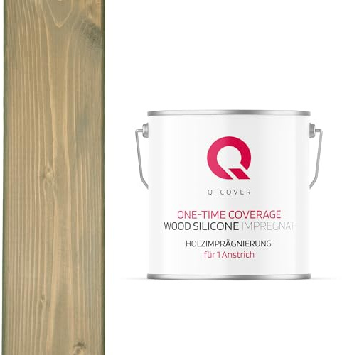 Q-COVER Holzimprägnierung Für 1 Anstrich | Grau-gelb 7034 5L | Holzschutz | 2 In 1 | Grundierung Mit Schutz | Farbimprägnierung | Imprägniermittel | Innen & Außen
