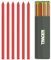 Tracer Tough Construction Bleistift-Ersatzminen-Set, Rot, 6 x 5,2 mm, hohe Sichtbarkeit, rot, robuste Graphitminen für den harten Bleistift, Set mit 6 x Bleistiftminen