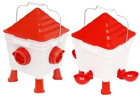 Riverwood Stores: 8.5L Litre & 6kg Kilo Large Chicken Poultry Bird Hen Feeder and Drinker Set House Coop Red