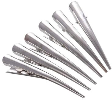 6 Pinzas para el Cabello,Broches Pinzas Cocodrilo Profesionales de Metal para el Pelo Duradera con Agarre Antideslizante y Dientes Grandes Anchos (silver)