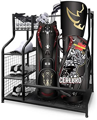 Golf Bag Storage Organizer Golf Rack Golf Bag Garage Storage Organizer Extra Large Size Golf Bag Rack Stand Holder Fits 2 Golf Bags And Golfing Metal Golf Club Storage
