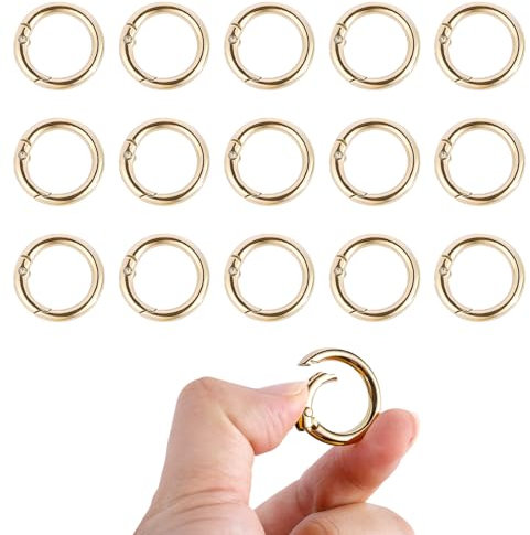 16pcs Clips à Ressort en O, Très Petits pour Porte-Clés Mini Clips Ronds Clips Ronds Anneaux pour Porte-Monnaie Porte-Clés Clés Artisanat (Or)